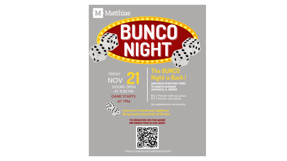 BUNCO Night Flyer November 21, 2025
